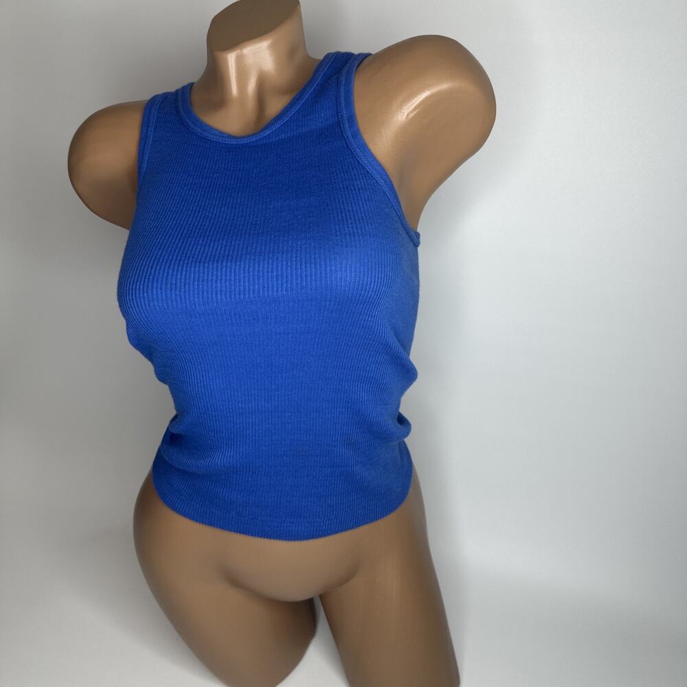 VTG Savage Sport Blue Ribbed Racerback Athletic Tank Top Large USA Made 90's - Picture 8 of 8